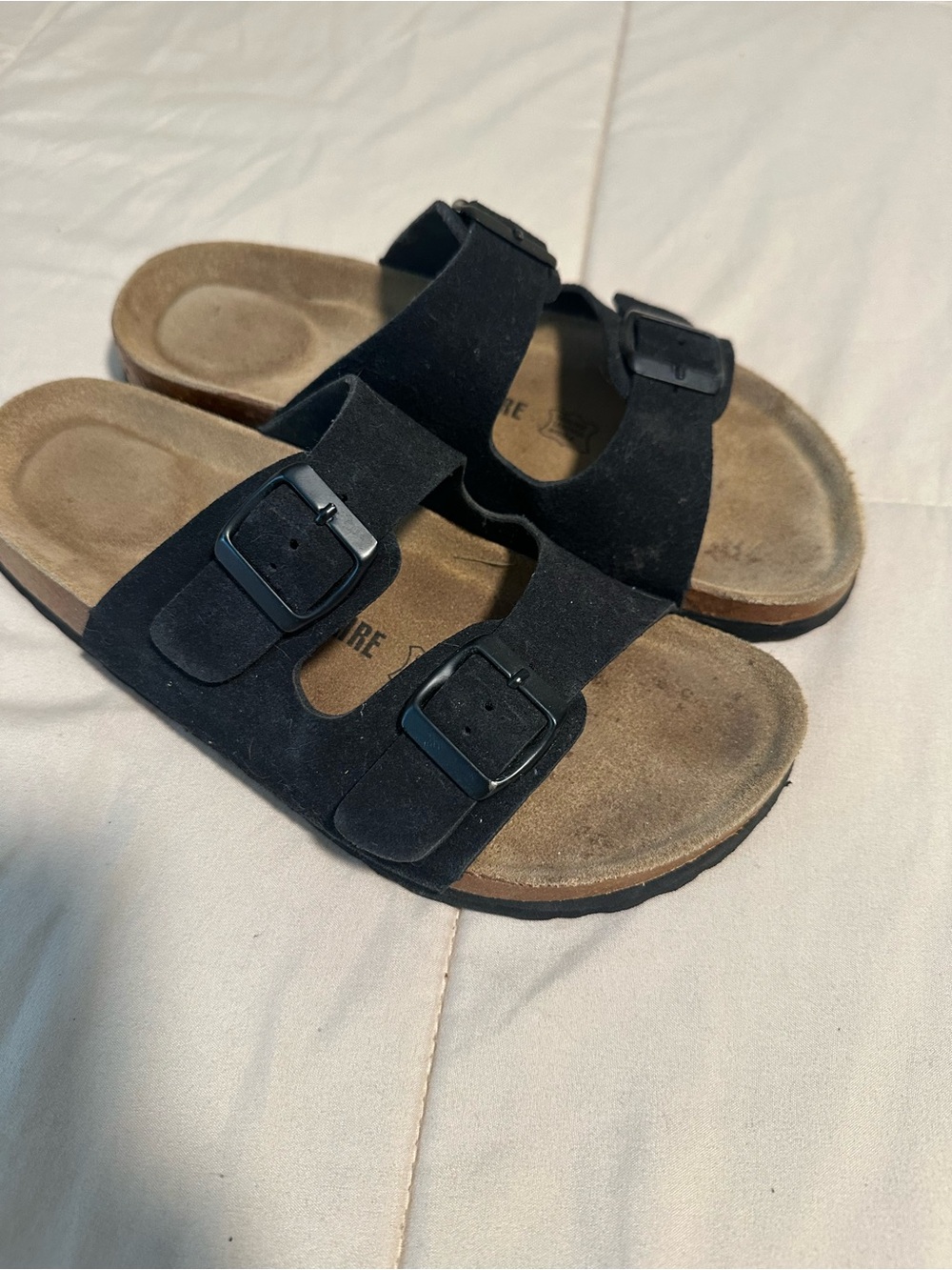 Black Double-Buckle Slide Sandals - Picture 5 of 6